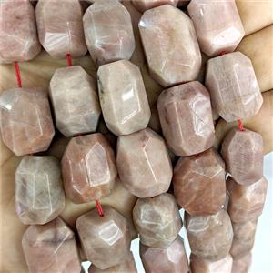 Natural Peach Sunstone Column Beads Faceted, approx 16-20mm