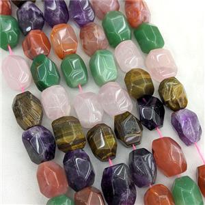 Natural Gemstone Column Beads Faceted Mixed, approx 16-20mm