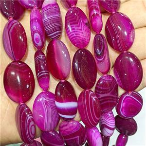 Hotpink Stripe Agate Oval Beads Banded Dye, approx 18-25mm