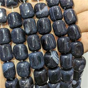 Black Stripe Agate Cuboid Beads Dye, approx 13-15mm