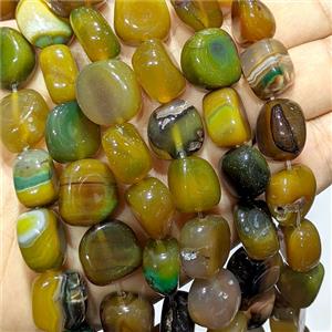 Olive Stripe Agate Chip Beads Freeform Dye, approx 12-14mm