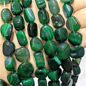 Green Stripe Agate Chip Beads Freeform Dye, approx 12-14mm