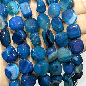 Blue Stripe Agate Chip Beads Freeform Dye, approx 12-14mm