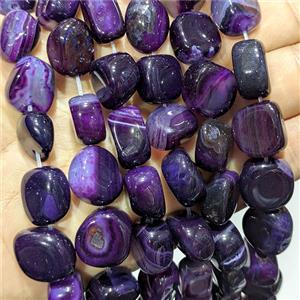 Purple Stripe Agate Chip Beads Freeform Dye, approx 12-14mm