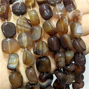 Coffee Stripe Agate Chip Beads Freeform Dye, approx 12-14mm