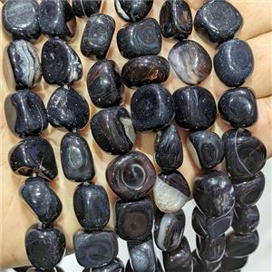 Black Stripe Agate Chip Beads Freeform Dye, approx 12-14mm
