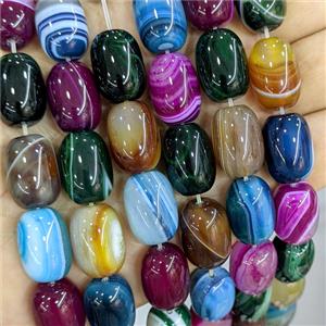 Stripe Agate Barrel Beads Banded Dye Mixed Color, approx 13-18mm