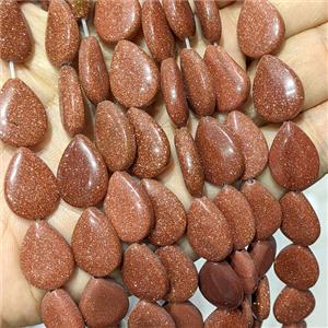 Golden Sandstone Teardrop Beads Flat, approx 13-18mm