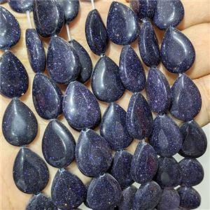 Blue Sandstone Teardrop Beads Flat, approx 13-18mm