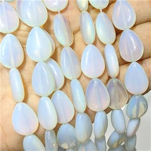 White Opalite Teardrop Beads Flat, approx 13-18mm