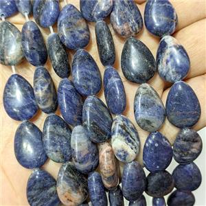 Blue Sodalite Teardrop Beads Flat, approx 13-18mm