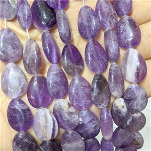 Natural Purple Amethyst Teardrop Beads Flat, approx 13-18mm