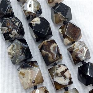 Natural Black Sakura Agate Beads Freeform Dye, approx 17-19mm