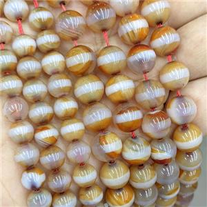 Tibetan Agate Round Beads Orange Dye, approx 8mm