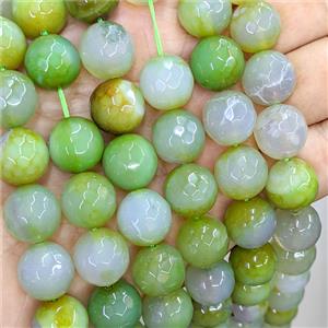Green Agate Beads Faceted Round Dye, approx 14mm