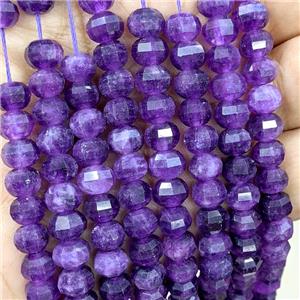 Natural Jade Beads Purple Dye Faceted Pumpkin, approx 8mm