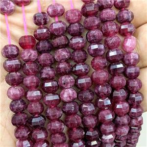 Natural Jade Beads Red Dye Faceted Pumpkin, approx 8mm