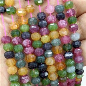 Natural Jade Beads Dye Faceted Pumpkin Mixed Color, approx 8mm