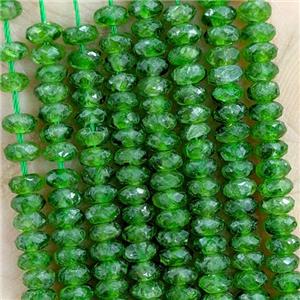 Natural Green Diopside Beads Faceted Rondelle, approx 2x4mm