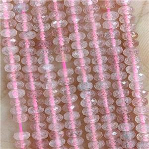 Natural Pink Strawberry Quartz Beads Faceted Rondelle, approx 2x4mm