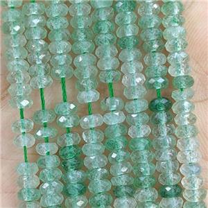 Natural Green Strawberry Quartz Beads Faceted Rondelle, approx 2x4mm