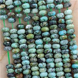 Natural African Turquoise Beads Faceted Rondelle Green, approx 2x4mm