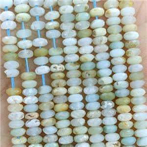 Natural Chinese Amazonite Beads Faceted Rondelle Blue, approx 2x4mm