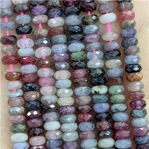 Natural Spinel Beads Multicolor Faceted Rondelle, approx 2x4mm