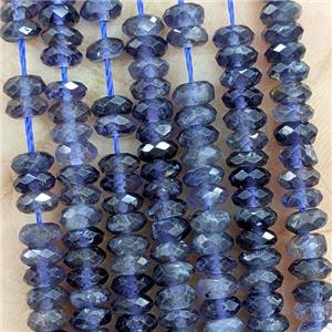 Natural Iolite Beads Faceted Rondelle Inkblue, approx 2x4.7mm