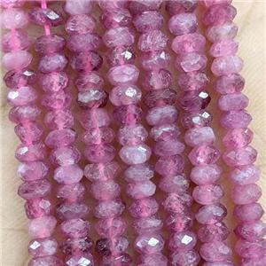 Natural Pink Tourmaline Beads Faceted Rondelle, approx 2x4.7mm