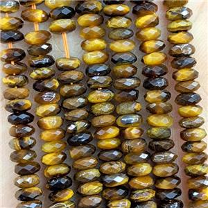 Natural Tiger Eye Stone Beads Faceted Rondelle, approx 2x4.7mm