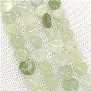 Natural New Mountain Jade Heart Beads Lt.green, approx 12mm