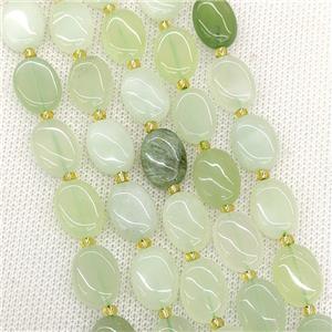 Natural New Mountain Jade Oval Beads Lt.green, approx 10-14mm