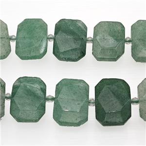 Natural Green Strawberry Quartz Beads Faceted Rectangle, approx 13-23mm