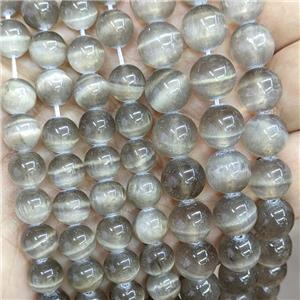 Natural Selenite Beads Coffee Dye Smooth Round, approx 10mm