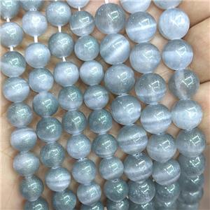 Natural Selenite Beads Gray Dye Smooth Round, approx 8mm