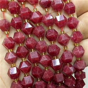 Red Jade Beads Dye Cutted Bicone, approx 8-10mm