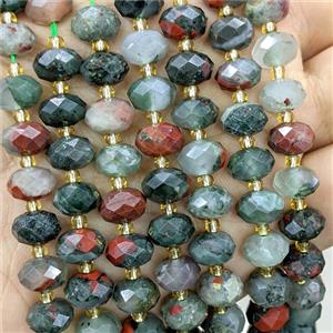 Natural African Bloodstone Beads Faceted Rondelle, approx 6-10mm