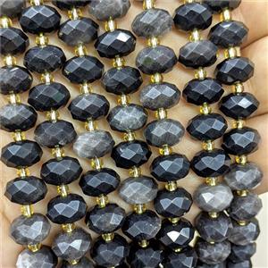 Silver Obsidian Beads Faceted Rondelle, approx 6-10mm