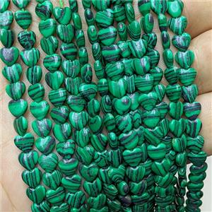 Green Synthetic Malachite Heart Beads, approx 6mm