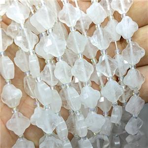 Natural Clear Crystal Quartz Clover Beads Faceted, approx 12mm, 27pcs per st