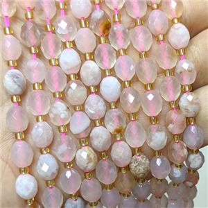 Natural Pink Sakura Agate Beads Faceted Rice, approx 6-8mm