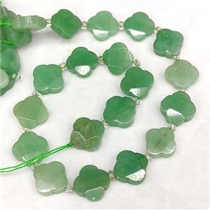 Natural Green Aventurine Clover Beads Faceted, approx 18mm