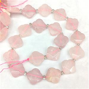 Natural Pink Rose Quartz Clover Beads Faceted, approx 18mm