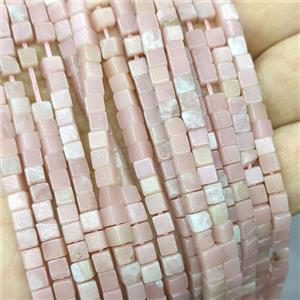Chinese Pink Opal Cube Beads, approx 4mm