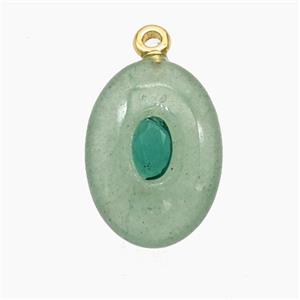 Natural Green Aventurine Oval Pendant, approx 13-18mm