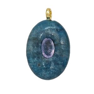 Natural Blue Apatite Oval Pendant, approx 13-18mm