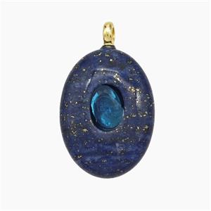 Natural Blue Lapis Lazuli Oval Pendant, approx 13-18mm