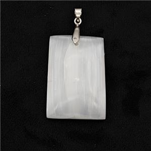 Natural White Selenite Rectangle Pendant, approx 27-40mm