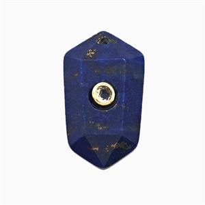 Blue Lapis Lazuli Prism Pendant Pave Zirconia, approx 15-25mm